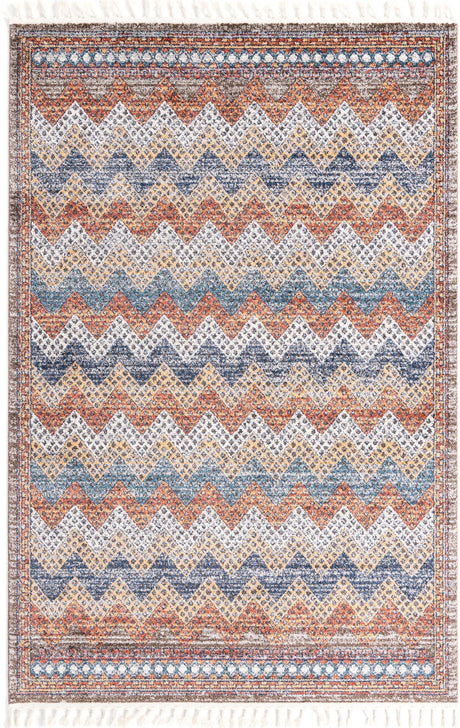 Multicolor 6' x 9' Aramis Rectangle Area Rug Polypropylene With Cotton Backing Easy Clean Living Room Bedroom Dining Office Carpet for Sale at Rug Engine