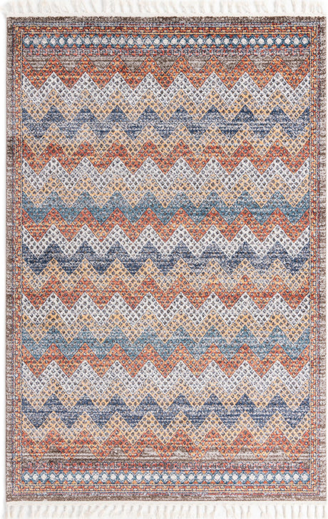 Multicolor 6' x 9' Aramis Rectangle Area Rug Polypropylene With Cotton Backing Easy Clean Living Room Bedroom Dining Office Carpet for Sale at Rug Engine