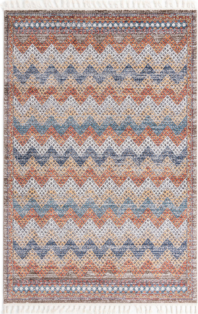 Multicolor 6' x 9' Aramis Rectangle Area Rug Polypropylene With Cotton Backing Easy Clean Living Room Bedroom Dining Office Carpet for Sale at Rug Engine