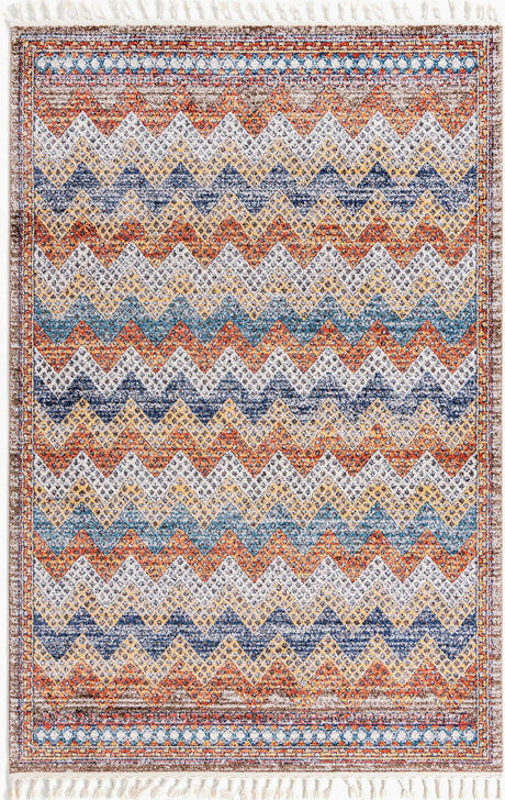 Multicolor 6' x 9' Aramis Rectangle Area Rug Polypropylene With Cotton Backing Easy Clean Living Room Bedroom Dining Office Carpet for Sale at Rug Engine