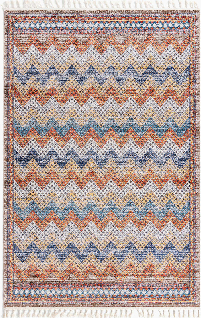 Multicolor 6' x 9' Aramis Rectangle Area Rug Polypropylene With Cotton Backing Easy Clean Living Room Bedroom Dining Office Carpet for Sale at Rug Engine