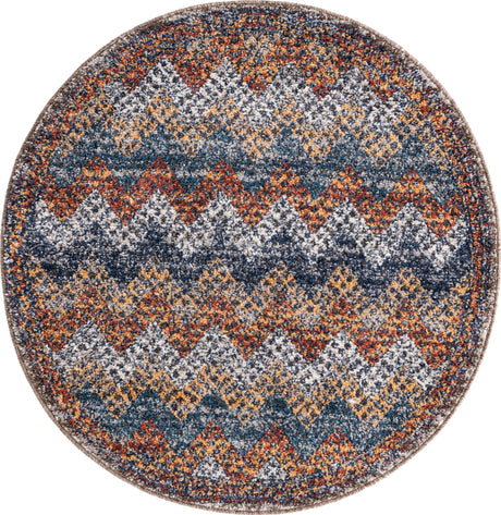 Multicolor 3' 3 x 3' 3 Aramis Round Area Rug Polypropylene With Cotton Backing Easy Clean Living Room Bedroom Dining Office Carpet for Sale at Rug Engine