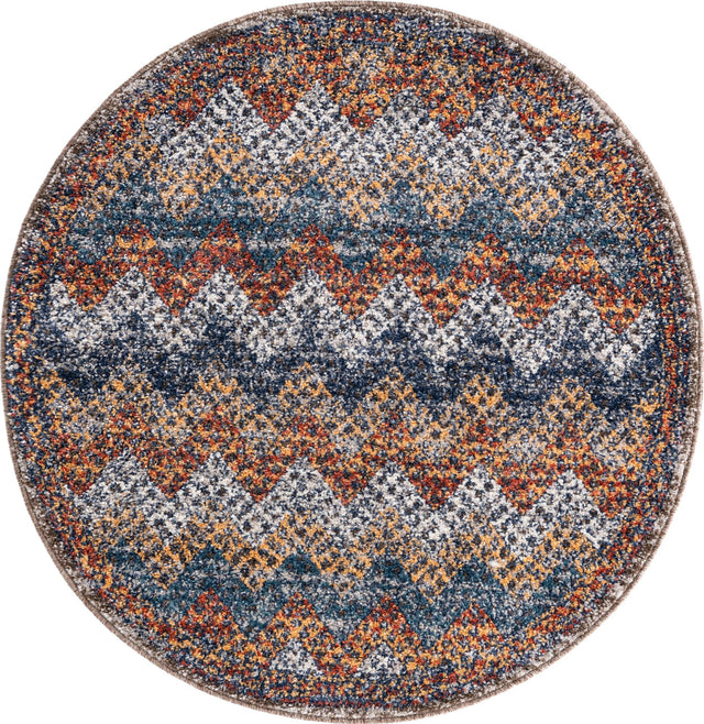 Multicolor 3' 3 x 3' 3 Aramis Round Area Rug Polypropylene With Cotton Backing Easy Clean Living Room Bedroom Dining Office Carpet for Sale at Rug Engine