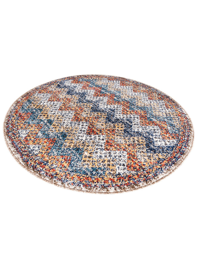 Multicolor 3' 3 x 3' 3 Aramis Round Area Rug Polypropylene With Cotton Backing Easy Clean Living Room Bedroom Dining Office Carpet for Sale at Rug Engine