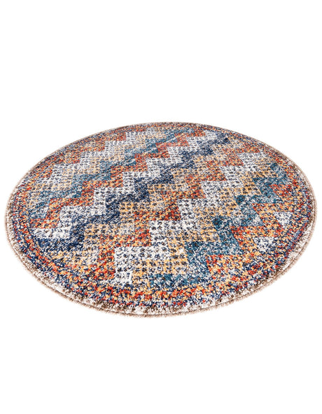 Multicolor 3' 3 x 3' 3 Aramis Round Area Rug Polypropylene With Cotton Backing Easy Clean Living Room Bedroom Dining Office Carpet for Sale at Rug Engine