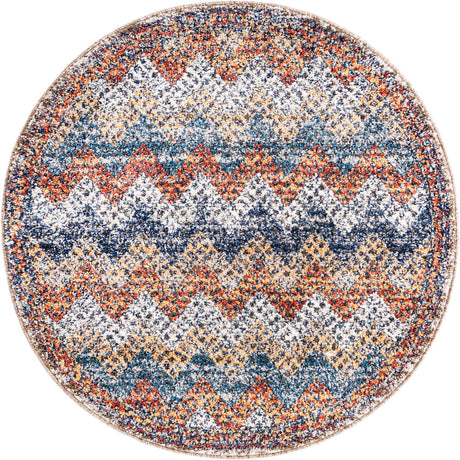 Multicolor 3' 3 x 3' 3 Aramis Round Area Rug Polypropylene With Cotton Backing Easy Clean Living Room Bedroom Dining Office Carpet for Sale at Rug Engine