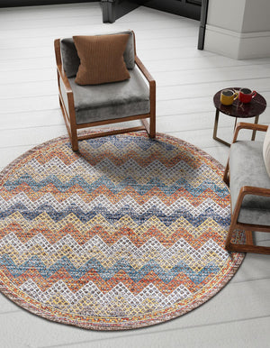 Multicolor 3' 3 x 3' 3 Aramis Round Area Rug Polypropylene With Cotton Backing Easy Clean Living Room Bedroom Dining Office Carpet for Sale at Rug Engine