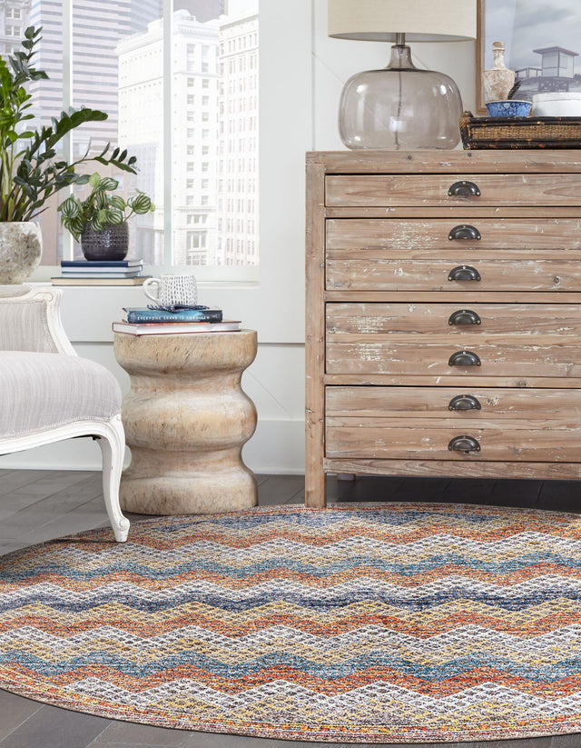 Multicolor 10' x 10' Aramis Round Area Rug Polypropylene With Cotton Backing Easy Clean Living Room Bedroom Dining Office Carpet for Sale at Rug Engine