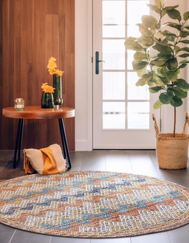 Multicolor 10' x 10' Aramis Round Area Rug Polypropylene With Cotton Backing Easy Clean Living Room Bedroom Dining Office Carpet for Sale at Rug Engine