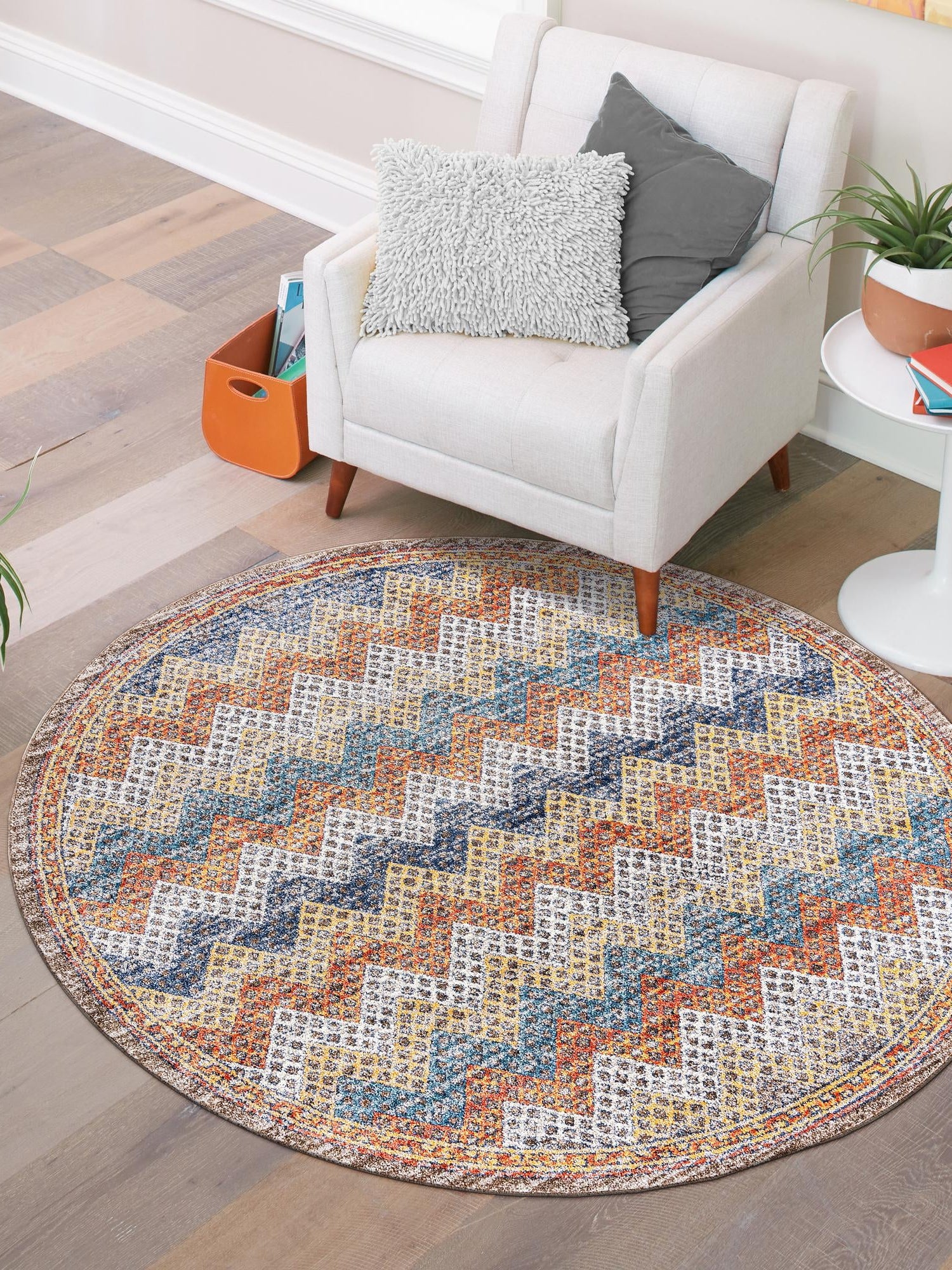 Multicolor 3' 3 x 3' 3 Aramis Round Area Rug Polypropylene With Cotton Backing Easy Clean Living Room Bedroom Dining Office Carpet for Sale at Rug Engine