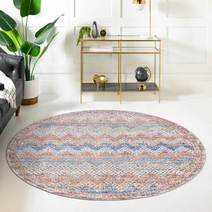 Multicolor 5' 3 x 5' 3 Aramis Round Area Rug Polypropylene With Cotton Backing Easy Clean Living Room Bedroom Dining Office Carpet for Sale at Rug Engine