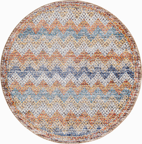 Multicolor 5' 3 x 5' 3 Aramis Round Area Rug Polypropylene With Cotton Backing Easy Clean Living Room Bedroom Dining Office Carpet for Sale at Rug Engine