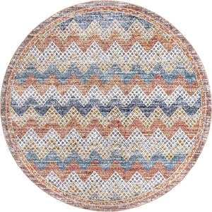 Multicolor 7' x 7' Aramis Round Area Rug Polypropylene With Cotton Backing Easy Clean Living Room Bedroom Dining Office Carpet for Sale at Rug Engine