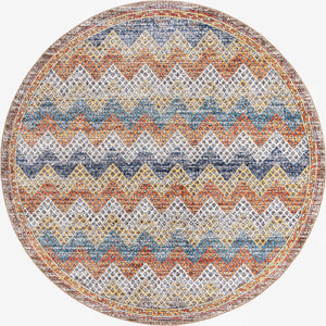 Multicolor 7' x 7' Aramis Round Area Rug Polypropylene With Cotton Backing Easy Clean Living Room Bedroom Dining Office Carpet for Sale at Rug Engine
