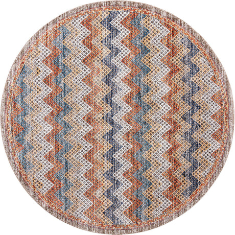 Multicolor 10' x 10' Aramis Round Area Rug Polypropylene With Cotton Backing Easy Clean Living Room Bedroom Dining Office Carpet for Sale at Rug Engine