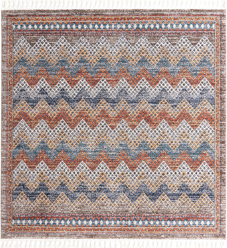 Multicolor 7' 10 x 7' 10 Aramis Square Area Rug Polypropylene With Cotton Backing Easy Clean Living Room Bedroom Dining Office Carpet for Sale at Rug Engine