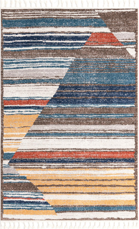 Multicolor 5' 3 x 8' Aramis Rectangle Area Rug Polypropylene With Cotton Backing Easy Clean Living Room Bedroom Dining Office Carpet for Sale at Rug Engine