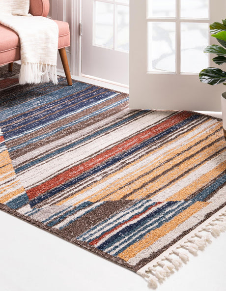 Multicolor 5' 3 x 8' Aramis Rectangle Area Rug Polypropylene With Cotton Backing Easy Clean Living Room Bedroom Dining Office Carpet for Sale at Rug Engine