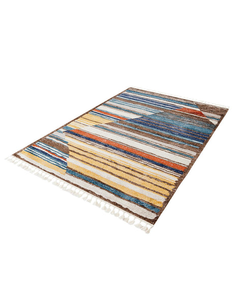 Multicolor 6' x 9' Aramis Rectangle Area Rug Polypropylene With Cotton Backing Easy Clean Living Room Bedroom Dining Office Carpet for Sale at Rug Engine