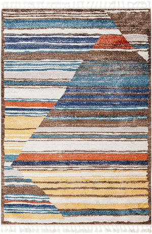 Multicolor 6' x 9' Aramis Rectangle Area Rug Polypropylene With Cotton Backing Easy Clean Living Room Bedroom Dining Office Carpet for Sale at Rug Engine