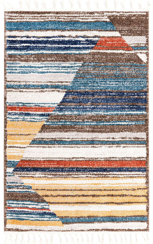 Multicolor 4' x 6' Aramis Rectangle Area Rug Polypropylene With Cotton Backing Easy Clean Living Room Bedroom Dining Office Carpet for Sale at Rug Engine