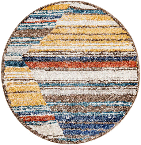 Multicolor 3' 3 x 3' 3 Aramis Round Area Rug Polypropylene With Cotton Backing Easy Clean Living Room Bedroom Dining Office Carpet for Sale at Rug Engine