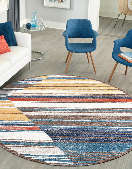 Multicolor 3' 3 x 3' 3 Aramis Round Area Rug Polypropylene With Cotton Backing Easy Clean Living Room Bedroom Dining Office Carpet for Sale at Rug Engine