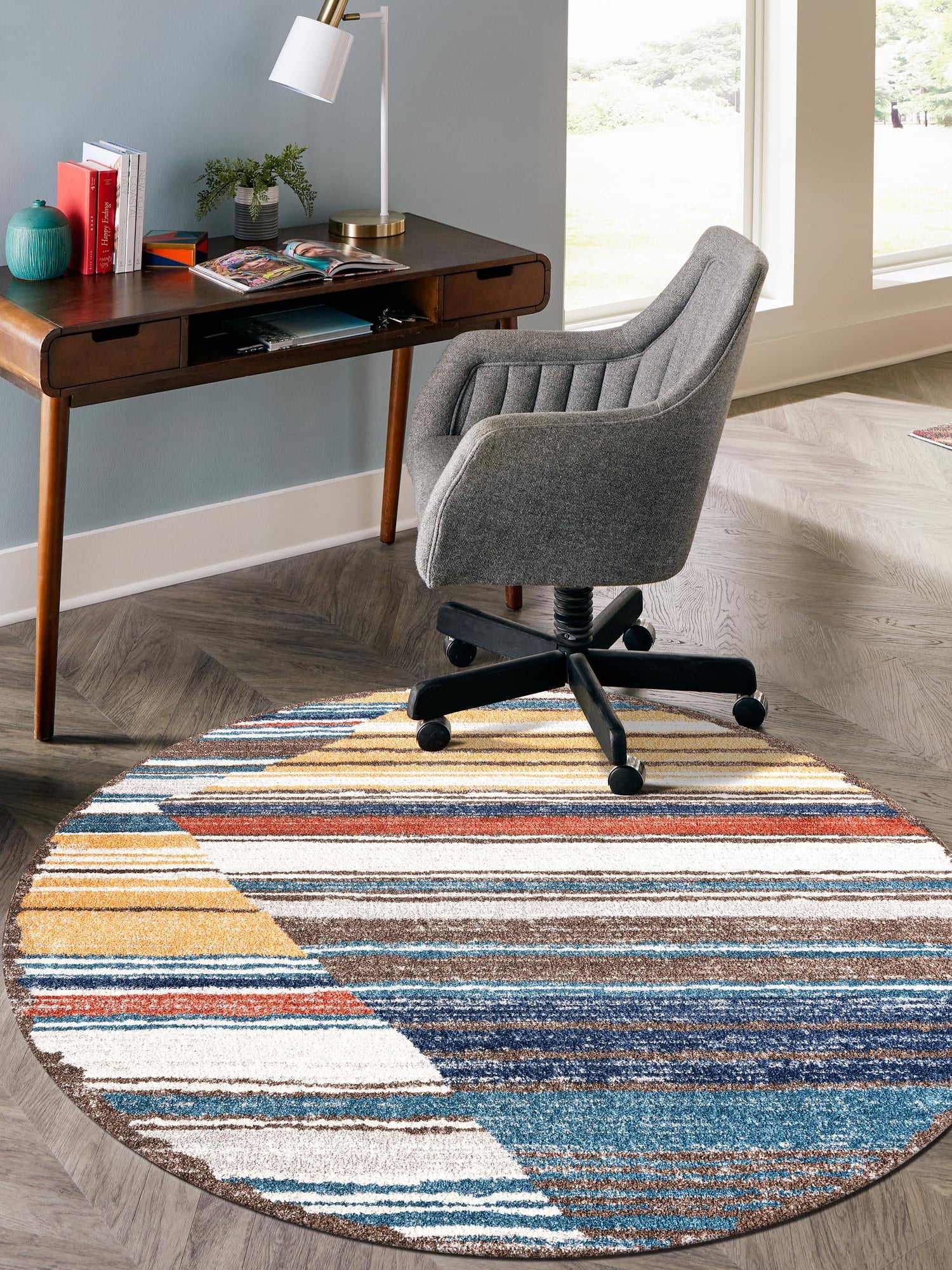 Multicolor 3' 3 x 3' 3 Aramis Round Area Rug Polypropylene With Cotton Backing Easy Clean Living Room Bedroom Dining Office Carpet for Sale at Rug Engine
