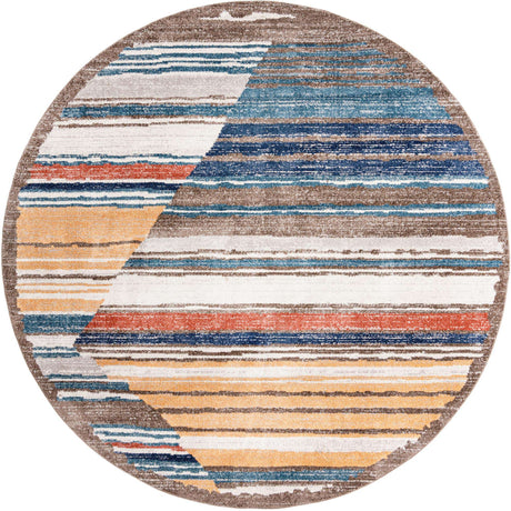 Multicolor 10' x 10' Aramis Round Area Rug Polypropylene With Cotton Backing Easy Clean Living Room Bedroom Dining Office Carpet for Sale at Rug Engine