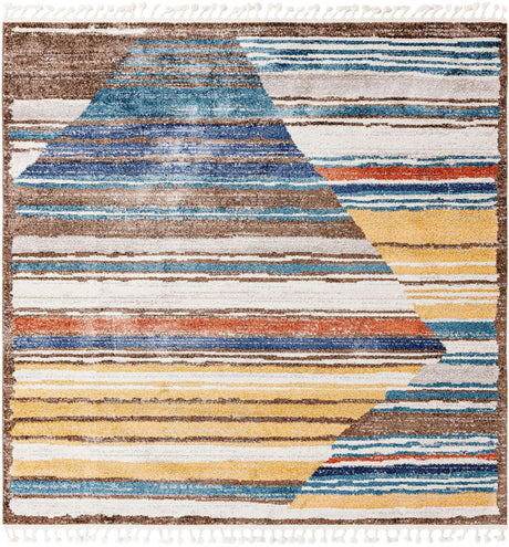 Multicolor 7' 10 x 7' 10 Aramis Square Area Rug Polypropylene With Cotton Backing Easy Clean Living Room Bedroom Dining Office Carpet for Sale at Rug Engine