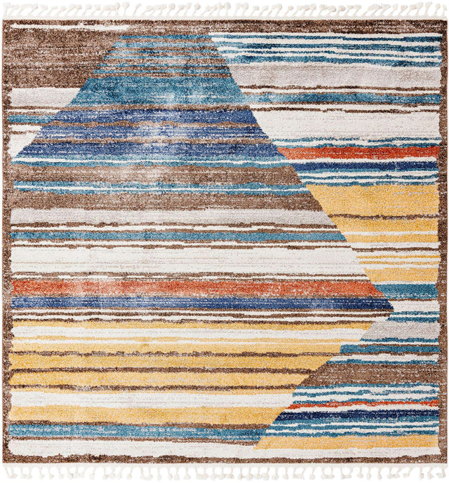Multicolor 7' 10 x 7' 10 Aramis Square Area Rug Polypropylene With Cotton Backing Easy Clean Living Room Bedroom Dining Office Carpet for Sale at Rug Engine