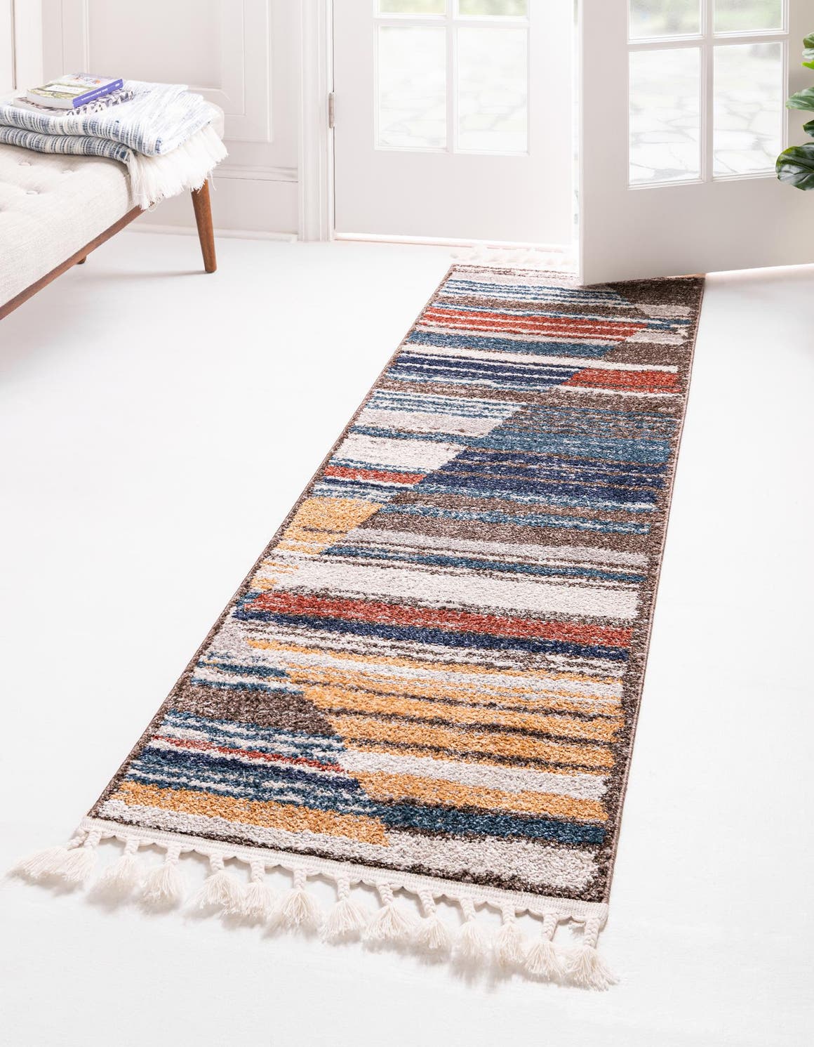 Multicolor 2' 7 x 13' Aramis Runner Area Rug Polypropylene With Cotton Backing Easy Clean Living Room Bedroom Dining Office Carpet for Sale at Rug Engine