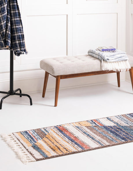 Multicolor 2' x 8' Aramis Runner Area Rug Polypropylene With Cotton Backing Easy Clean Living Room Bedroom Dining Office Carpet for Sale at Rug Engine
