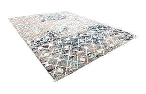 Multicolor Gray Blue 10' 8 x 14' Tribal Trellis Rectangle Area Rug Geometric Southwestern Inspired Durable Carpet for Home Interior Design for Sale at Rug Engine