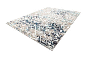 Multicolor Gray Blue 9' x 12' Tribal Trellis Rectangle Area Rug Geometric Southwestern Inspired Durable Carpet for Home Interior Design for Sale at Rug Engine