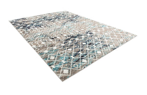 Multicolor Gray Blue 9' x 12' Tribal Trellis Rectangle Area Rug Geometric Southwestern Inspired Durable Carpet for Home Interior Design for Sale at Rug Engine