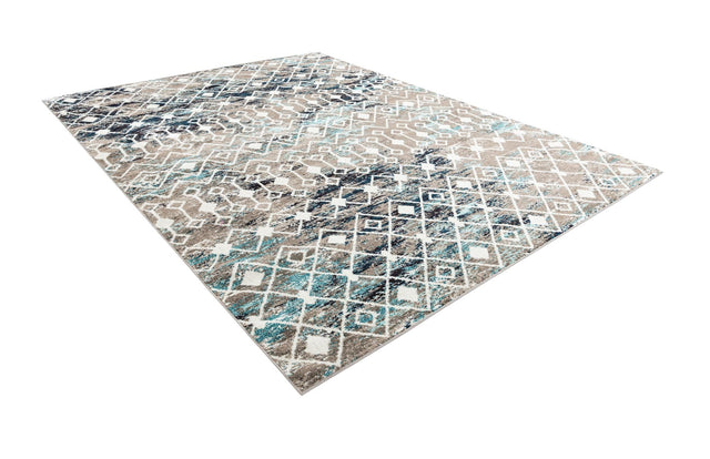 Multicolor Gray Blue 9' x 12' Tribal Trellis Rectangle Area Rug Geometric Southwestern Inspired Durable Carpet for Home Interior Design for Sale at Rug Engine