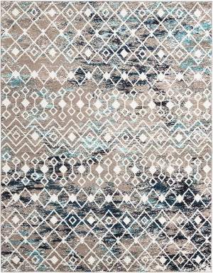 Multicolor Gray Blue 7' 10 x 10' Tribal Trellis Rectangle Area Rug Geometric Southwestern Inspired Durable Carpet for Home Interior Design for Sale at Rug Engine