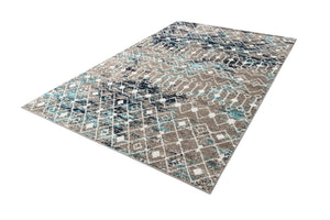 Multicolor Gray Blue 6' 1 x 9' Tribal Trellis Rectangle Area Rug Geometric Southwestern Inspired Durable Carpet for Home Interior Design for Sale at Rug Engine