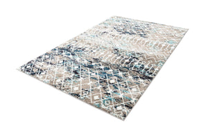 Multicolor Gray Blue 5' 3 x 8' Tribal Trellis Rectangle Area Rug Geometric Southwestern Inspired Durable Carpet for Home Interior Design for Sale at Rug Engine