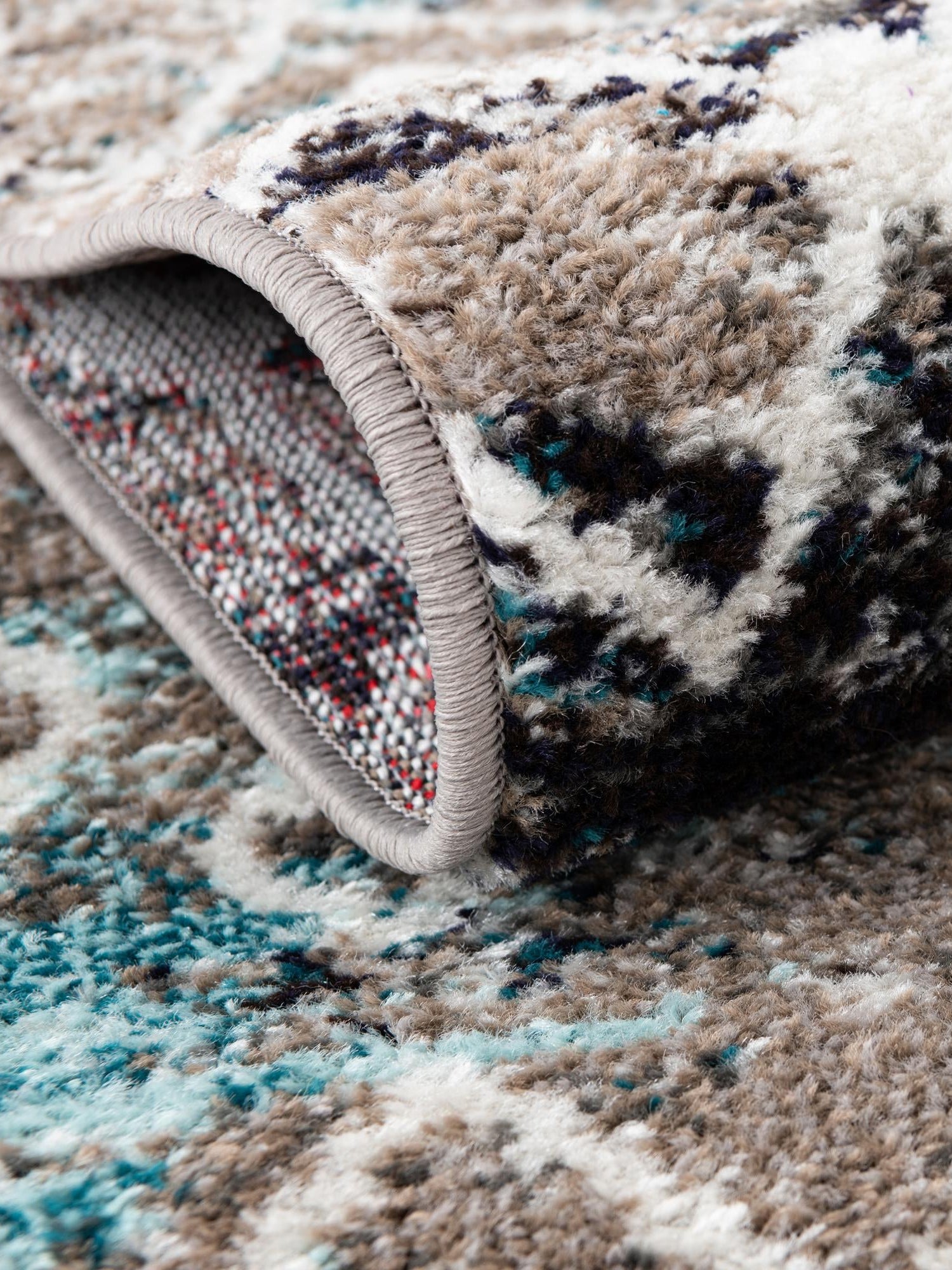 Multicolor Gray Blue 4' 1 x 6' 1 Tribal Trellis Rectangle Area Rug Geometric Southwestern Inspired Durable Carpet for Home Interior Design for Sale at Rug Engine
