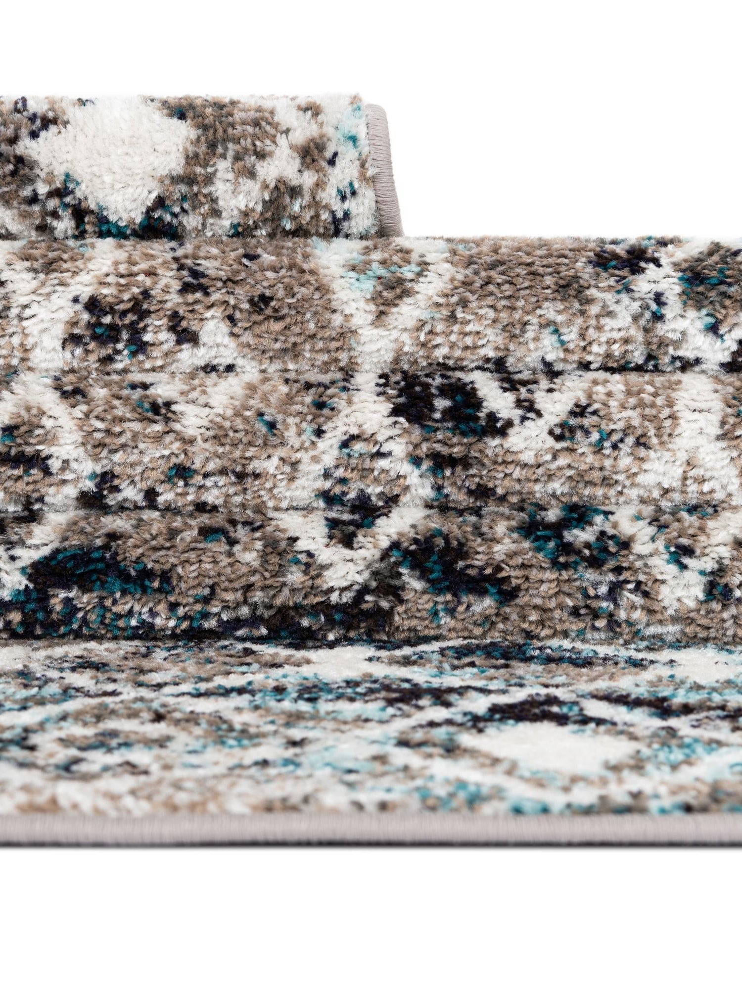 Multicolor Gray Blue 6' 1 x 9' Tribal Trellis Rectangle Area Rug Geometric Southwestern Inspired Durable Carpet for Home Interior Design for Sale at Rug Engine