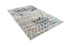 Multicolor Gray Blue 5' 3 x 8' Tribal Trellis Rectangle Area Rug Geometric Southwestern Inspired Durable Carpet for Home Interior Design for Sale at Rug Engine