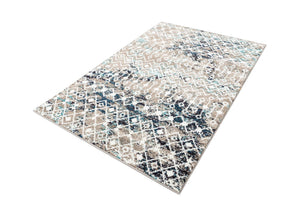 Multicolor Gray Blue 4' 1 x 6' 1 Tribal Trellis Rectangle Area Rug Geometric Southwestern Inspired Durable Carpet for Home Interior Design for Sale at Rug Engine