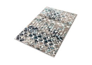 Multicolor Gray Blue 2' x 3' 1 Tribal Trellis Rectangle Area Rug Geometric Southwestern Inspired Durable Carpet for Home Interior Design for Sale at Rug Engine
