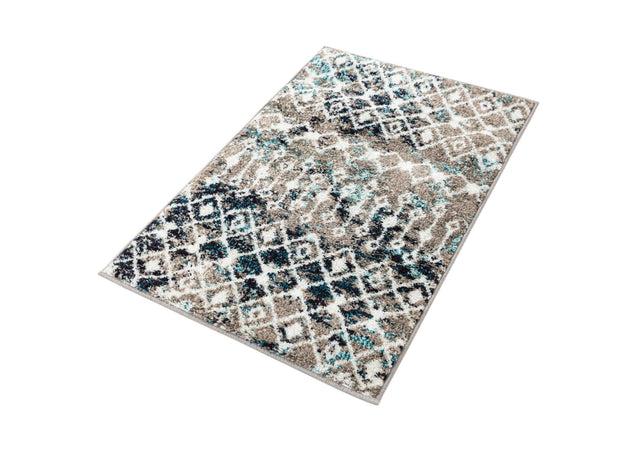 Multicolor Gray Blue 2' x 3' 1 Tribal Trellis Rectangle Area Rug Geometric Southwestern Inspired Durable Carpet for Home Interior Design for Sale at Rug Engine