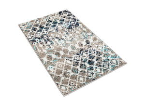 Multicolor Gray Blue 2' x 3' 1 Tribal Trellis Rectangle Area Rug Geometric Southwestern Inspired Durable Carpet for Home Interior Design for Sale at Rug Engine