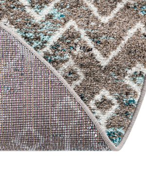 Multicolor Gray Blue 3' 1 x 3' 1 Tribal Trellis Round Area Rug Geometric Southwestern Inspired Durable Carpet for Home Interior Design for Sale at Rug Engine