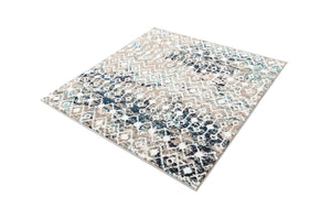 Multicolor Gray Blue 4' 1 x 4' 1 Tribal Trellis Square Area Rug Geometric Southwestern Inspired Durable Carpet for Home Interior Design for Sale at Rug Engine