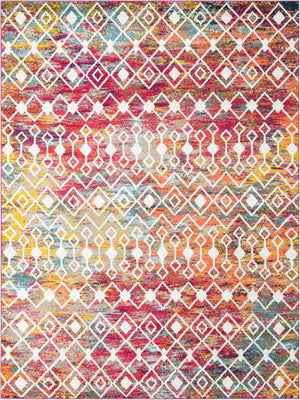 Multicolor 10' x 13' 1 Tribal Trellis Rectangle Area Rug Geometric Southwestern Inspired Durable Carpet for Home Interior Design for Sale at Rug Engine